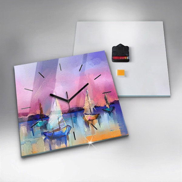 Pendule carrée en verre Paysage marin