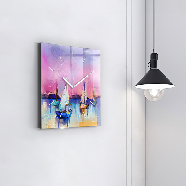 Pendule carrée en verre Paysage marin