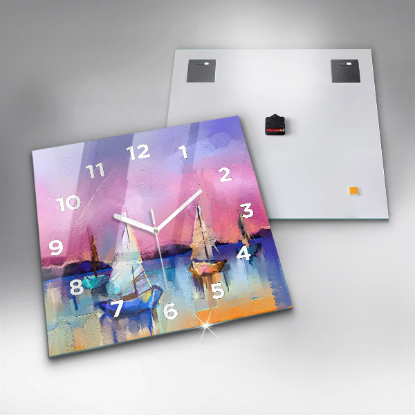 Pendule carrée en verre Paysage marin