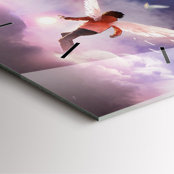 Pendule carrée en verre Garçon avec des ailes