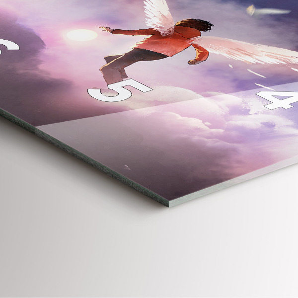 Pendule carrée en verre Garçon avec des ailes