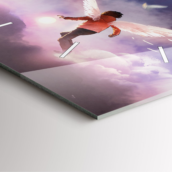 Pendule carrée en verre Garçon avec des ailes