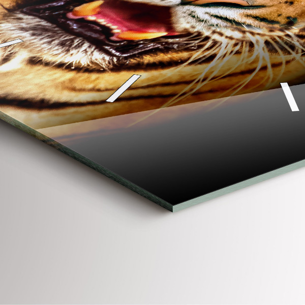 Pendule carrée en verre Tigre - regard sauvage