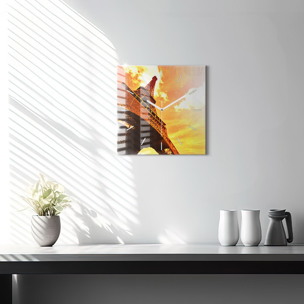 Horloge murale carrée La Tour Eiffel à Paris