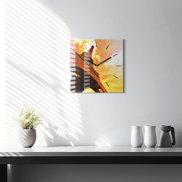 Horloge murale carrée La Tour Eiffel à Paris