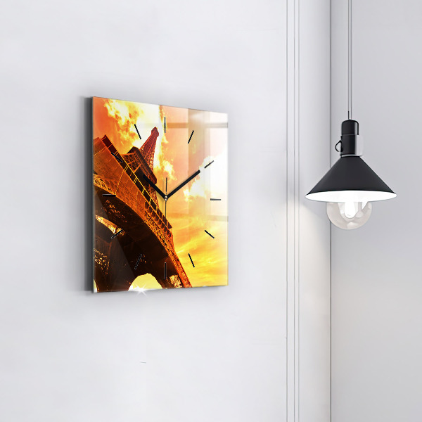 Horloge murale carrée La Tour Eiffel à Paris