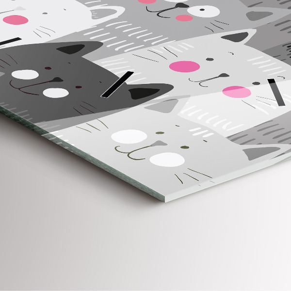 Pendule carrée en verre Motif avec des chats