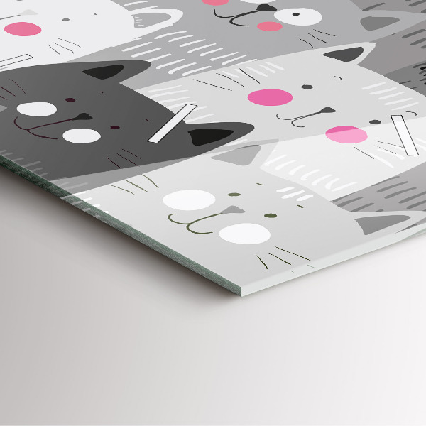 Pendule carrée en verre Motif avec des chats