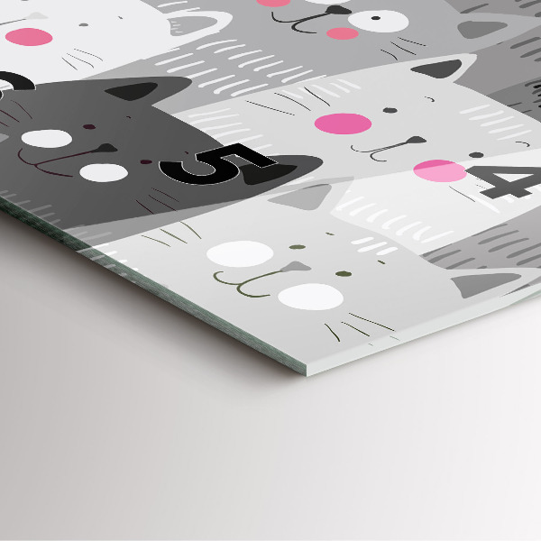 Pendule carrée en verre Motif avec des chats