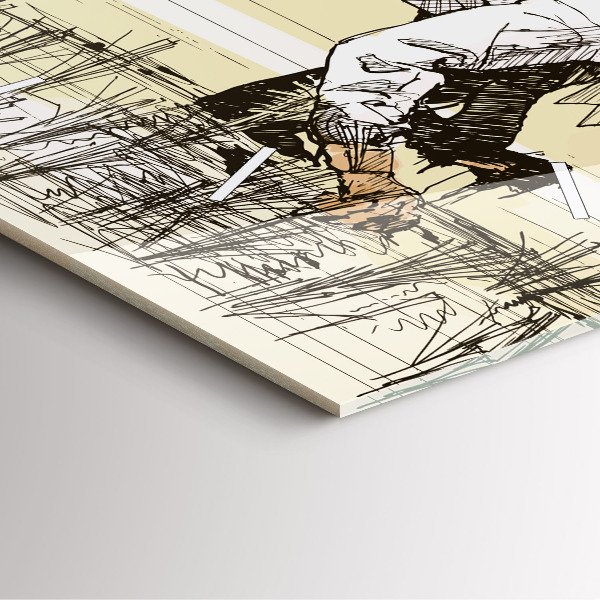 Horloge murale carrée Femme cueillant du riz