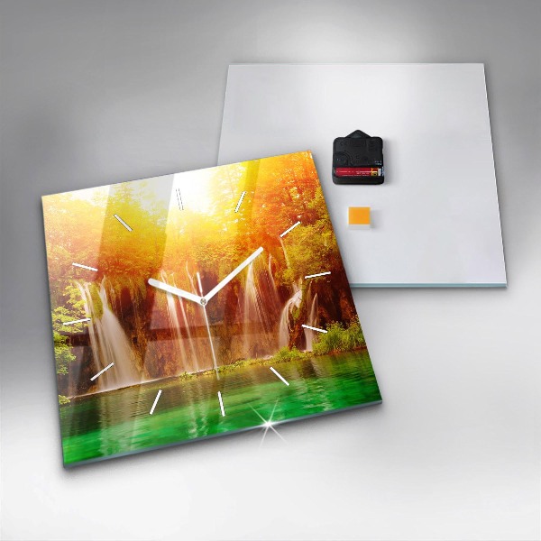 Pendule carrée en verre Vue de la cascade