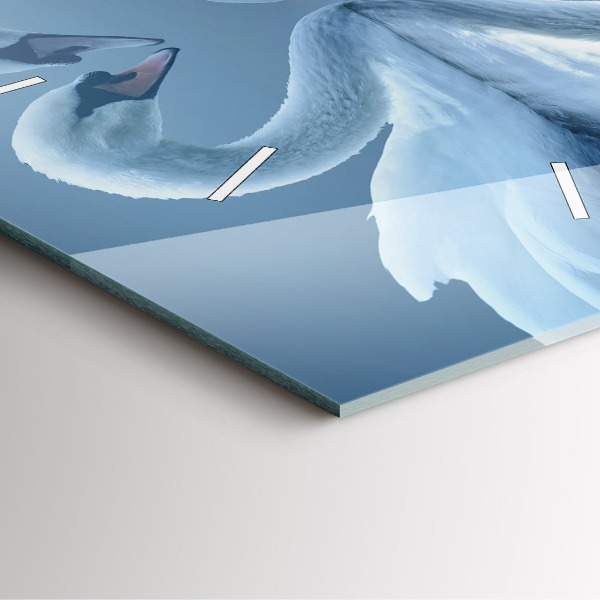 Horloge murale carrée Des cygnes dans le cœur