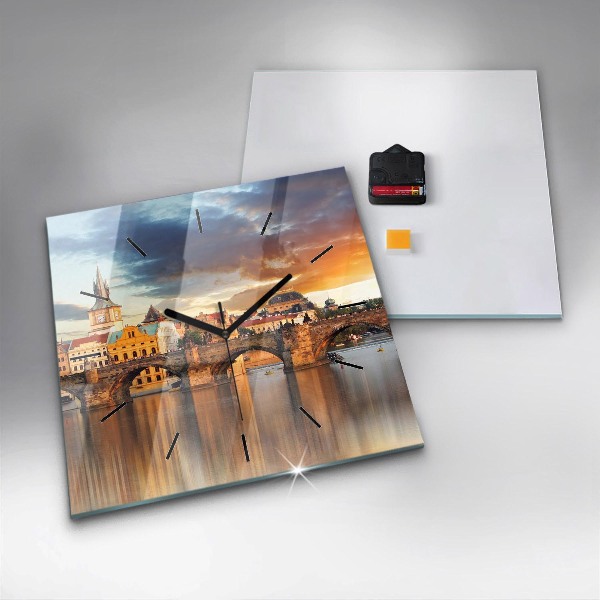 Pendule carrée en verre Panorama sur la rivière