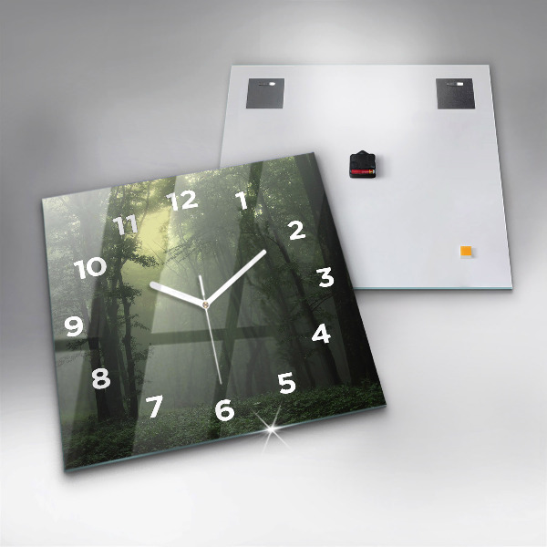 Horloge murale carrée Forêt brumeuse le matin
