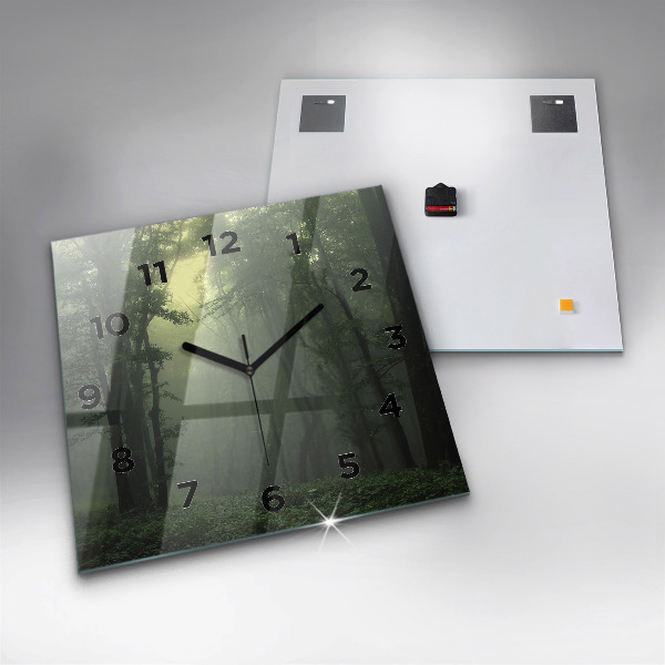 Horloge murale carrée Forêt brumeuse le matin