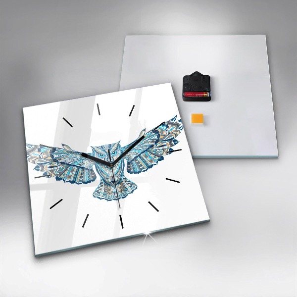 Horloge murale carrée Chouette en vol