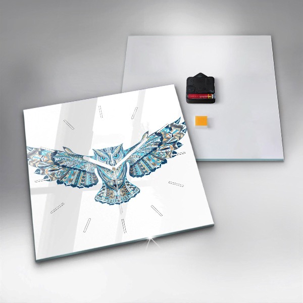 Horloge murale carrée Chouette en vol