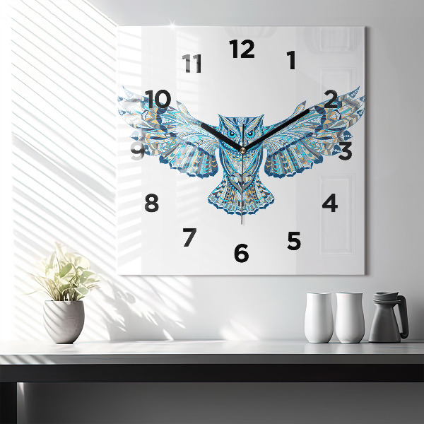Horloge murale carrée Chouette en vol