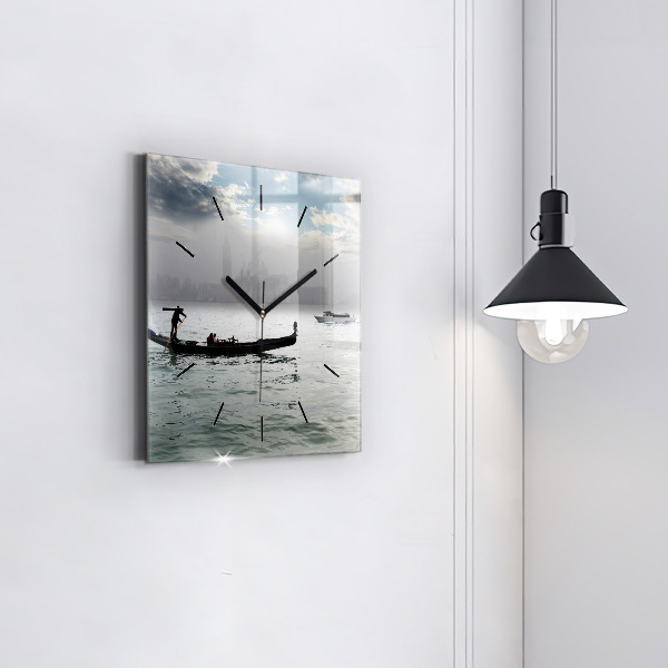 Horloge murale carrée Gondole à Venise