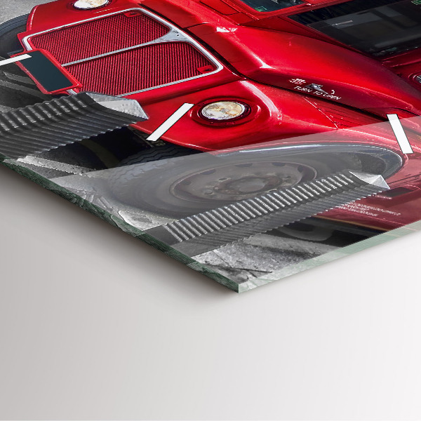 Horloge murale carrée Bus rouge à impériale