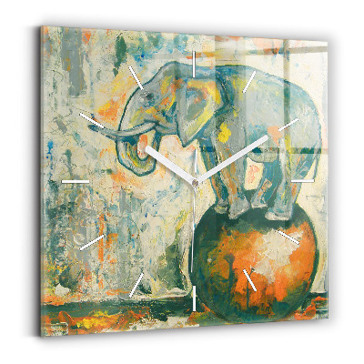 Horloge murale carrée 'Posture de l''éléphant peint'