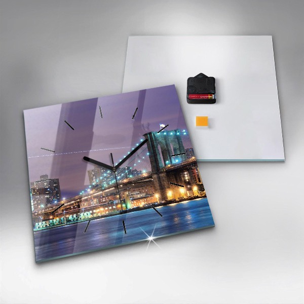 Horloge murale carrée Pont de Brooklyn et East River