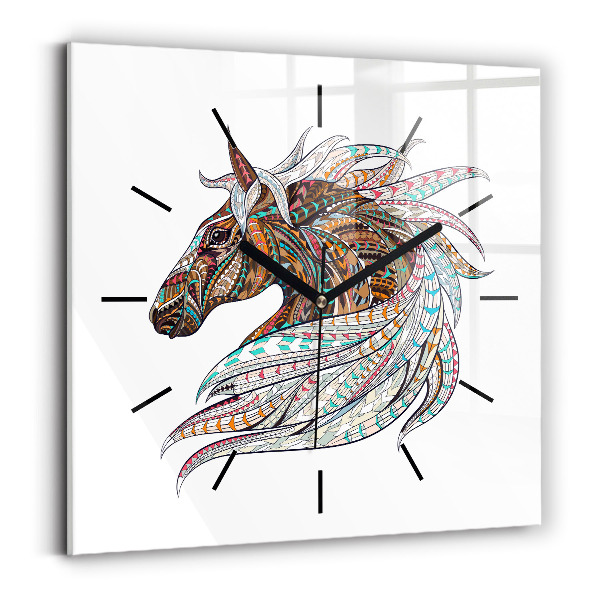 Horloge murale carrée Illustration de cheval