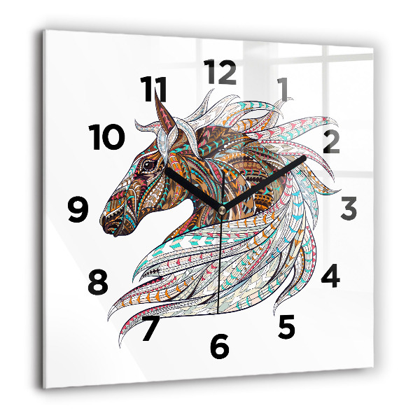 Horloge murale carrée Illustration de cheval