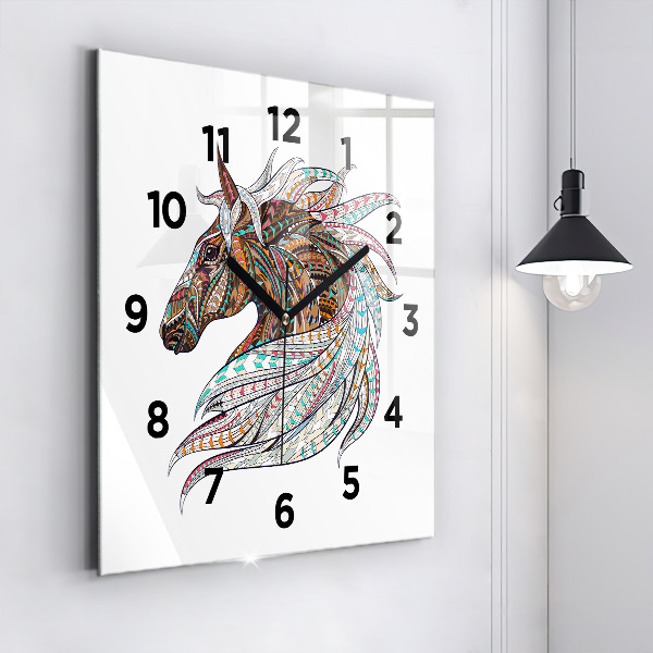 Horloge murale carrée Illustration de cheval