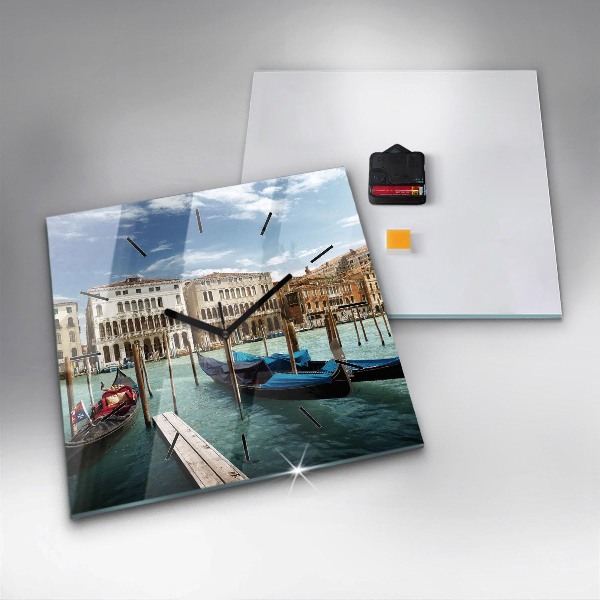 Horloge murale carrée Gondoles Venise Italie