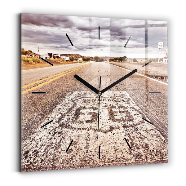Horloge murale carrée Route 66 États-Unis