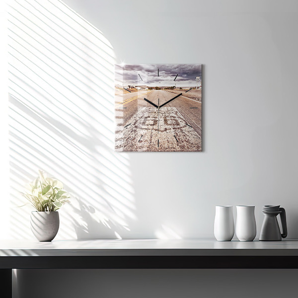 Horloge murale carrée Route 66 États-Unis