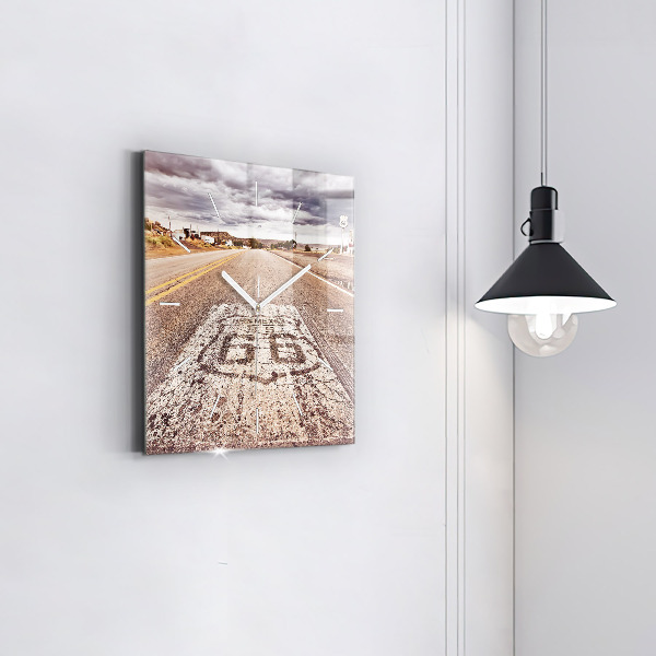 Horloge murale carrée Route 66 États-Unis