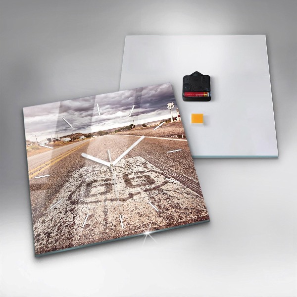 Horloge murale carrée Route 66 États-Unis