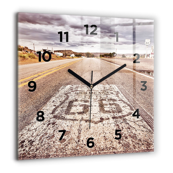 Horloge murale carrée Route 66 États-Unis