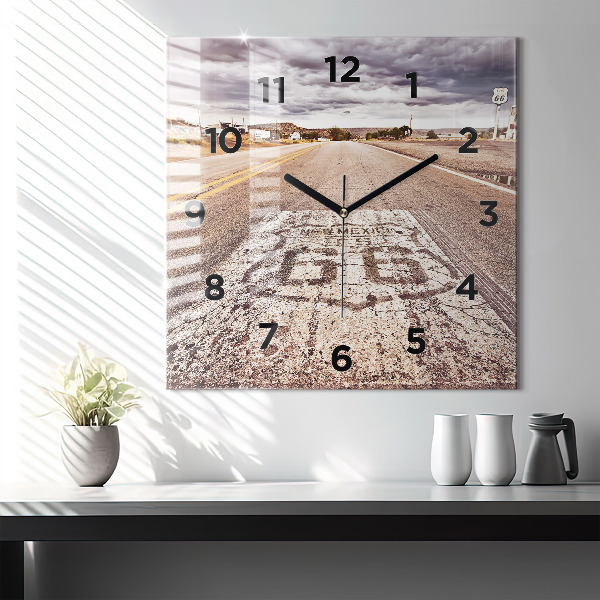 Horloge murale carrée Route 66 États-Unis