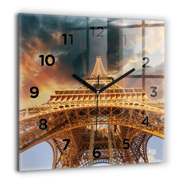 Horloge murale carrée La Tour Eiffel contre les nuages