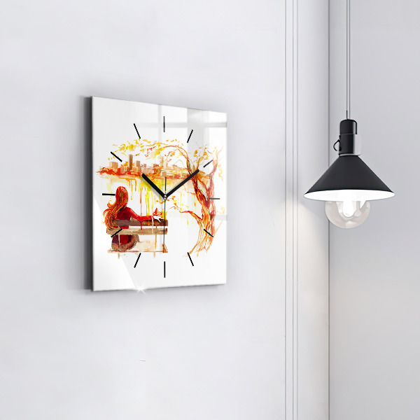 Horloge murale carrée 'Paysage d''automne'