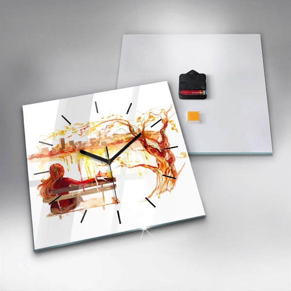 Horloge murale carrée 'Paysage d''automne'