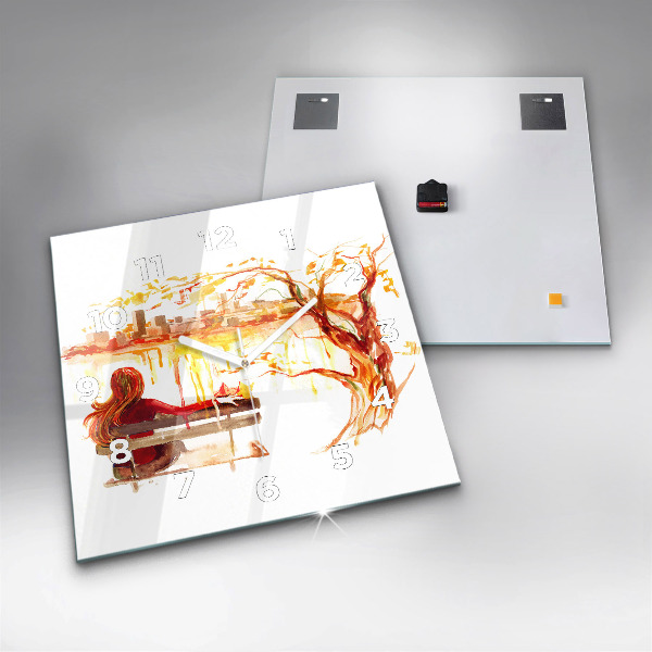 Horloge murale carrée 'Paysage d''automne'