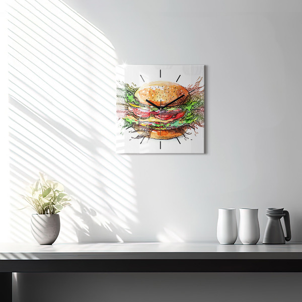 Horloge murale carrée Cheeseburger XXL
