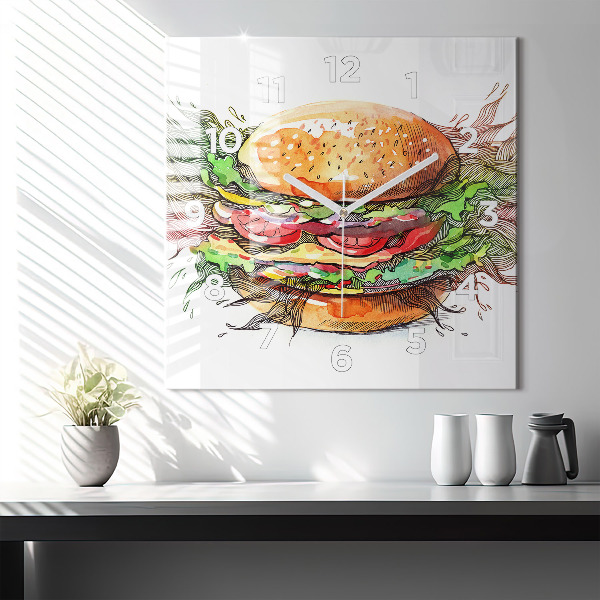 Horloge murale carrée Cheeseburger XXL