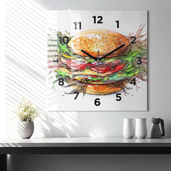 Horloge murale carrée Cheeseburger XXL
