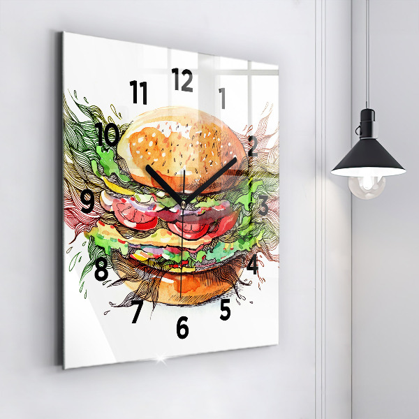 Horloge murale carrée Cheeseburger XXL