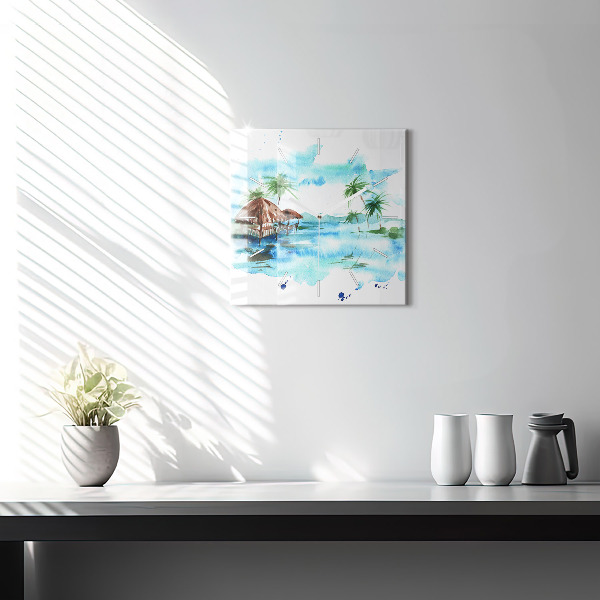 Horloge murale carrée 'Photo d''une île déserte'