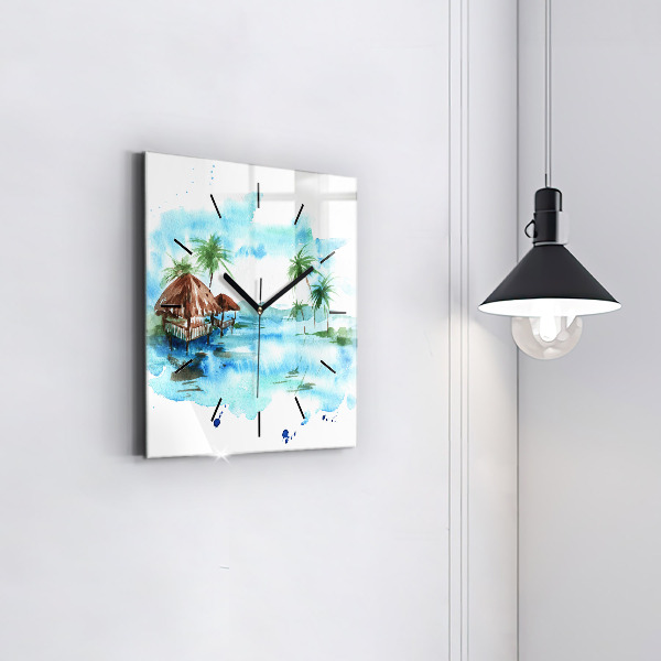Horloge murale carrée 'Photo d''une île déserte'