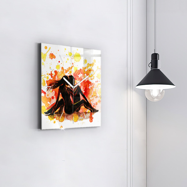 Horloge murale carrée 'L''amour et un couple amoureux'