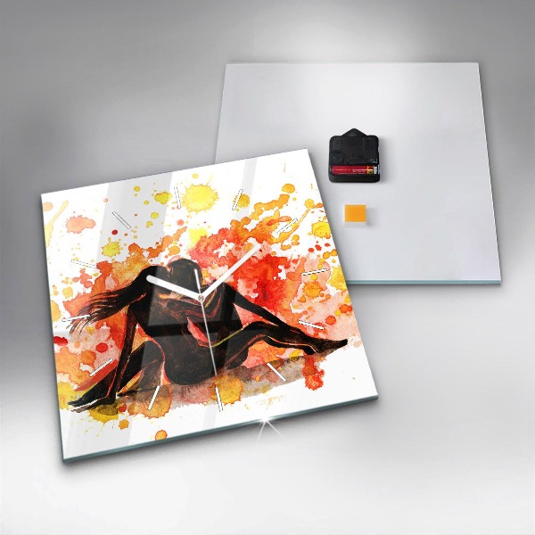 Horloge murale carrée 'L''amour et un couple amoureux'