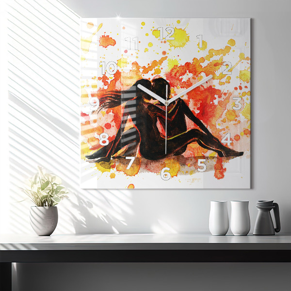 Horloge murale carrée 'L''amour et un couple amoureux'