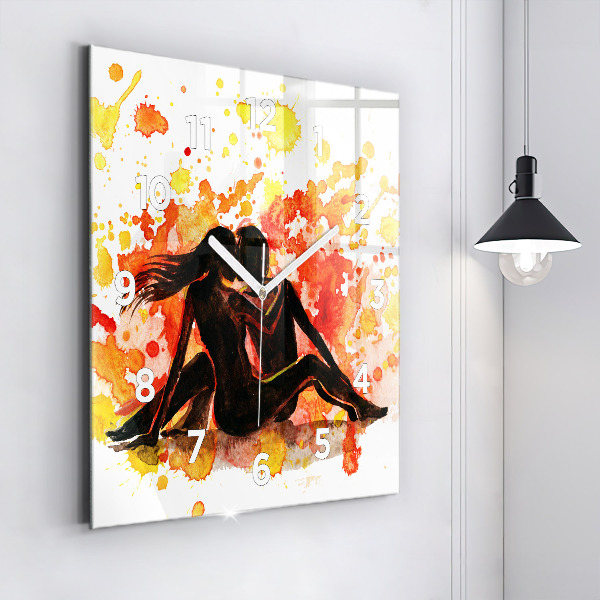 Horloge murale carrée 'L''amour et un couple amoureux'